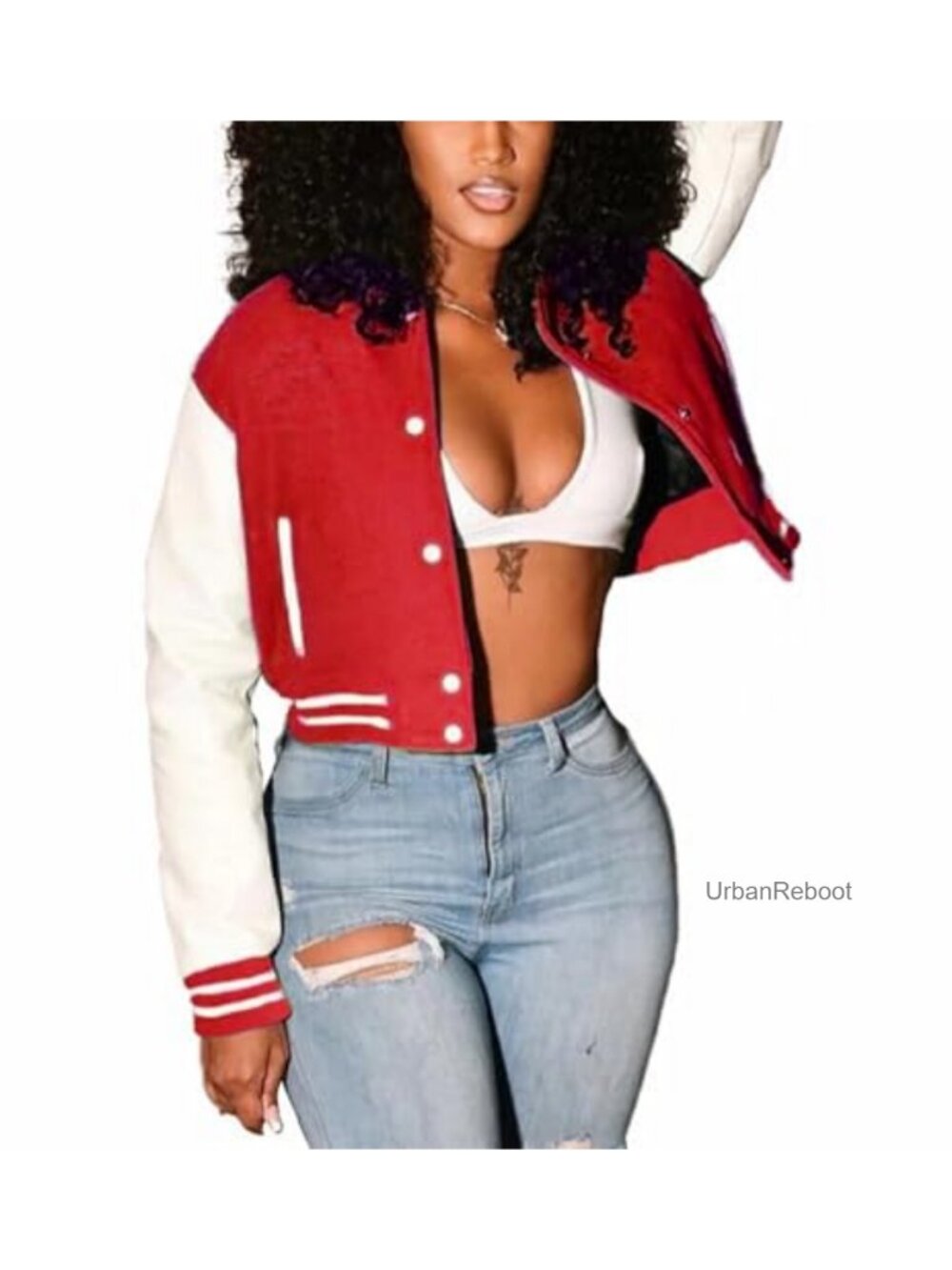 Cropped Bomber Varsity Jacket Slim Fit Button Down Baseball Sweatshirt